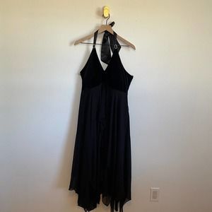 Plus Size Formal Black dress Velvet Bust halter dress, 14W